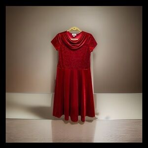 Byer Girl‎ - Girls Chic Scarlet Velvet Midi Dress